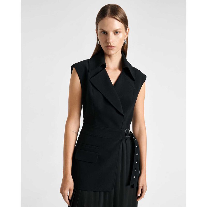 Cue Recycled Crepe Pleated Midi Trench Dress image number 3